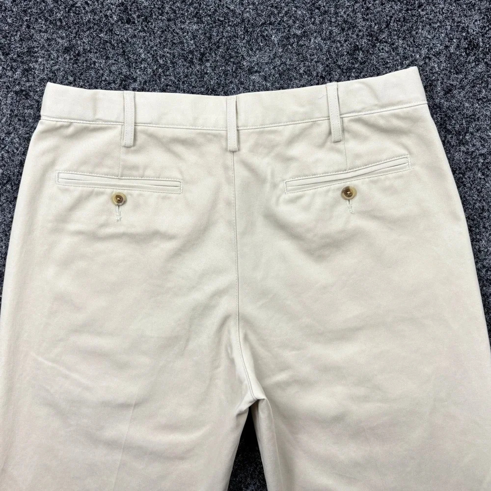 Lands End Pants Mens 34x34 Khaki Beige Traditional Fit Flat Front Chino Trousers
